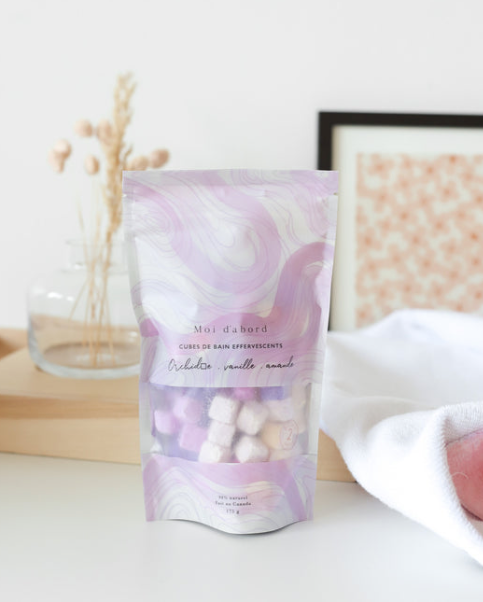 Cubes de bain effervescents - Orchidée, vanille & amande - Moi D'abord